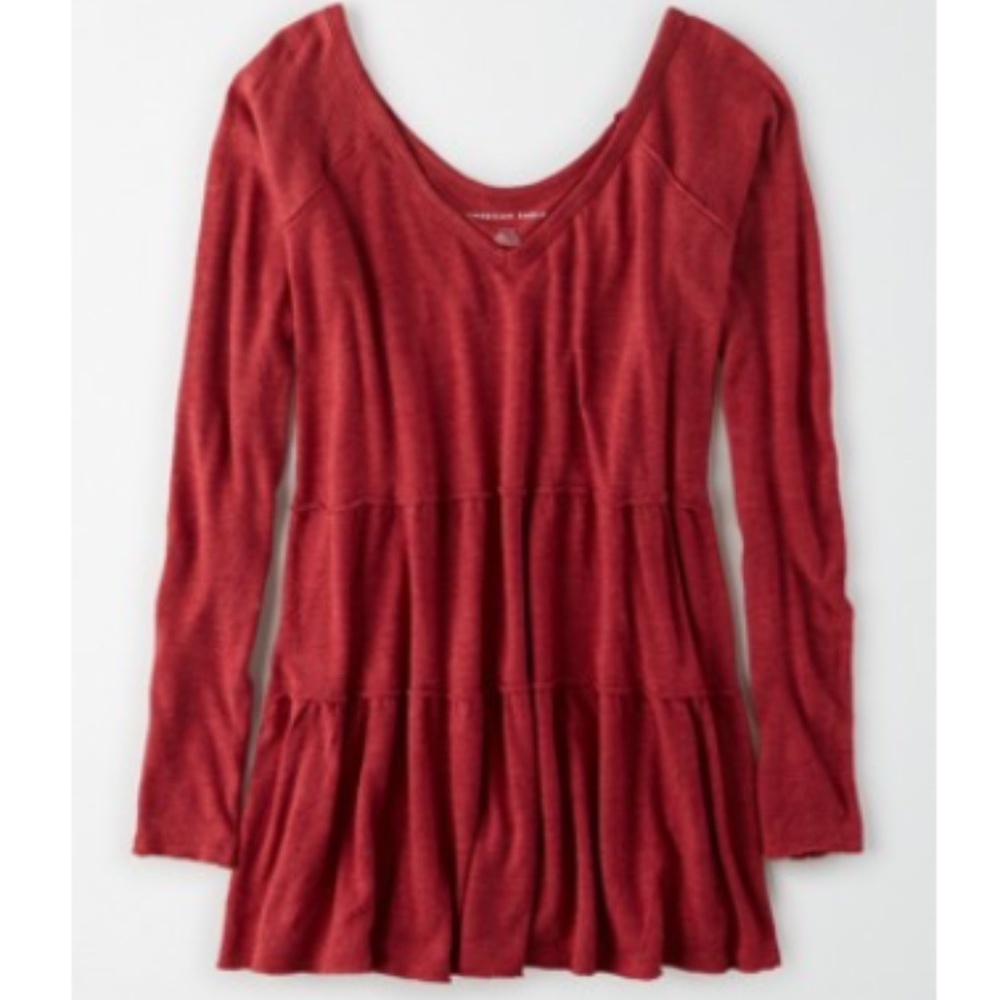 AE Tiered V-Neck Tunic Top (M)